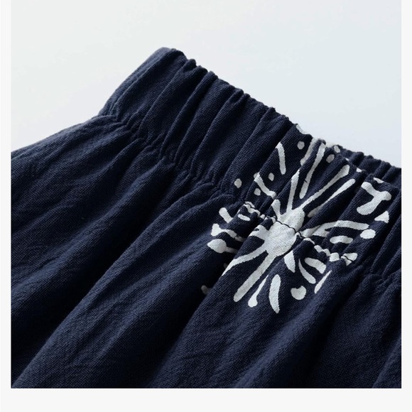 Cotton Casual Capri Pants Printed Cropped Comfy Baggy with Pockets Lounge Pants - Picture 5 of 5